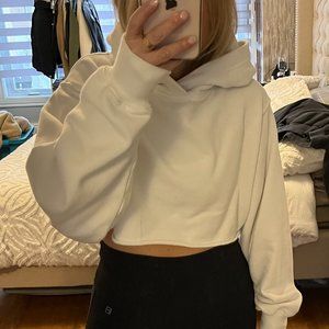 Aritzia Airy Fleece Cropped Hoodie - cut hem